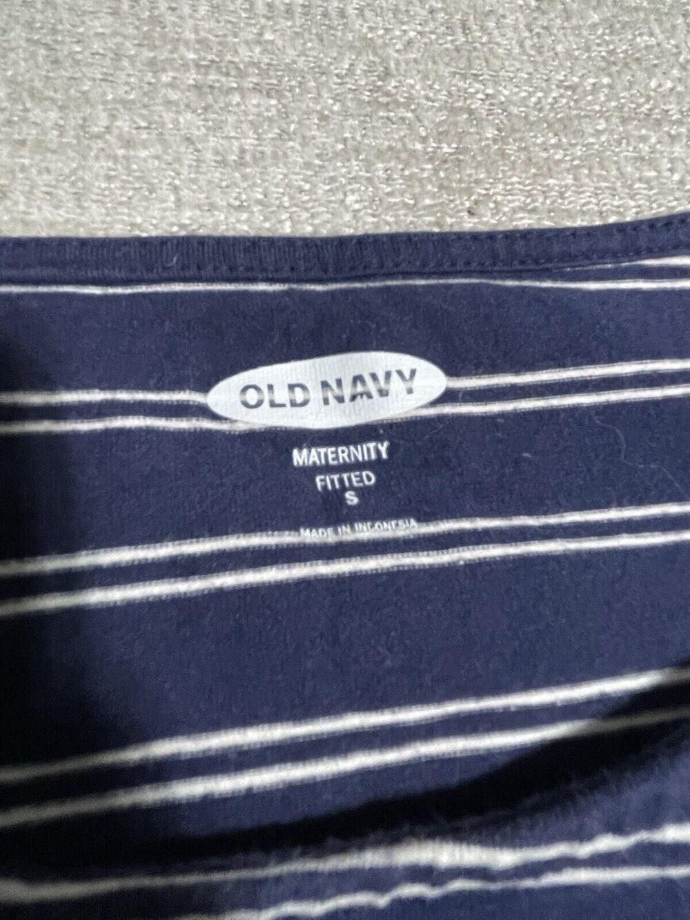 Old Navy Dress Women's Small Maternity Long Sleeve Blue Stripe Fitted Dress - Picture 5 of 10